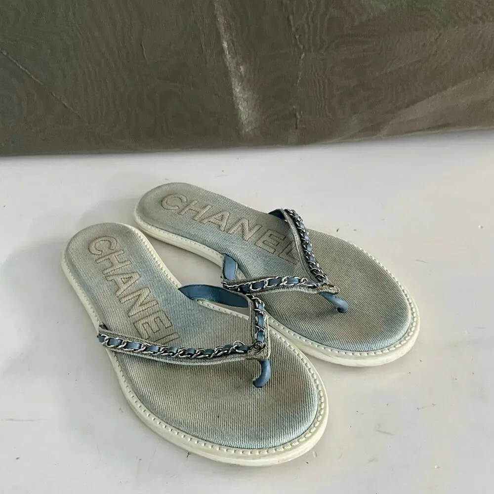 Chanel inter-locking denim sandals